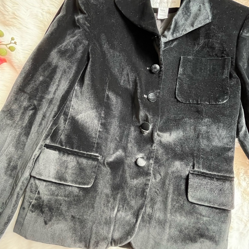 Jones New York Black Velvet Blazer